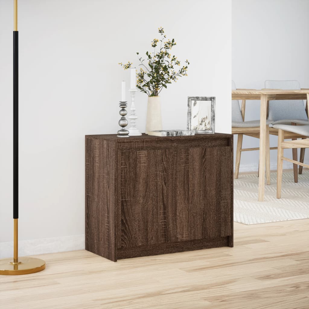 vidaXL Buffet avec LED chêne marron 72x34x61 cm bois d'ingénierie