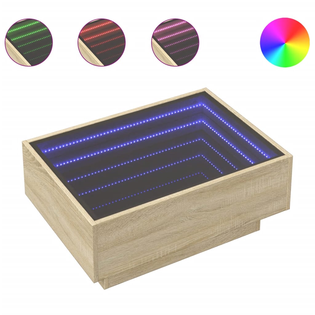 vidaXL Table basse avec LED chêne sonoma 70x50x30 cm bois d'ingénierie