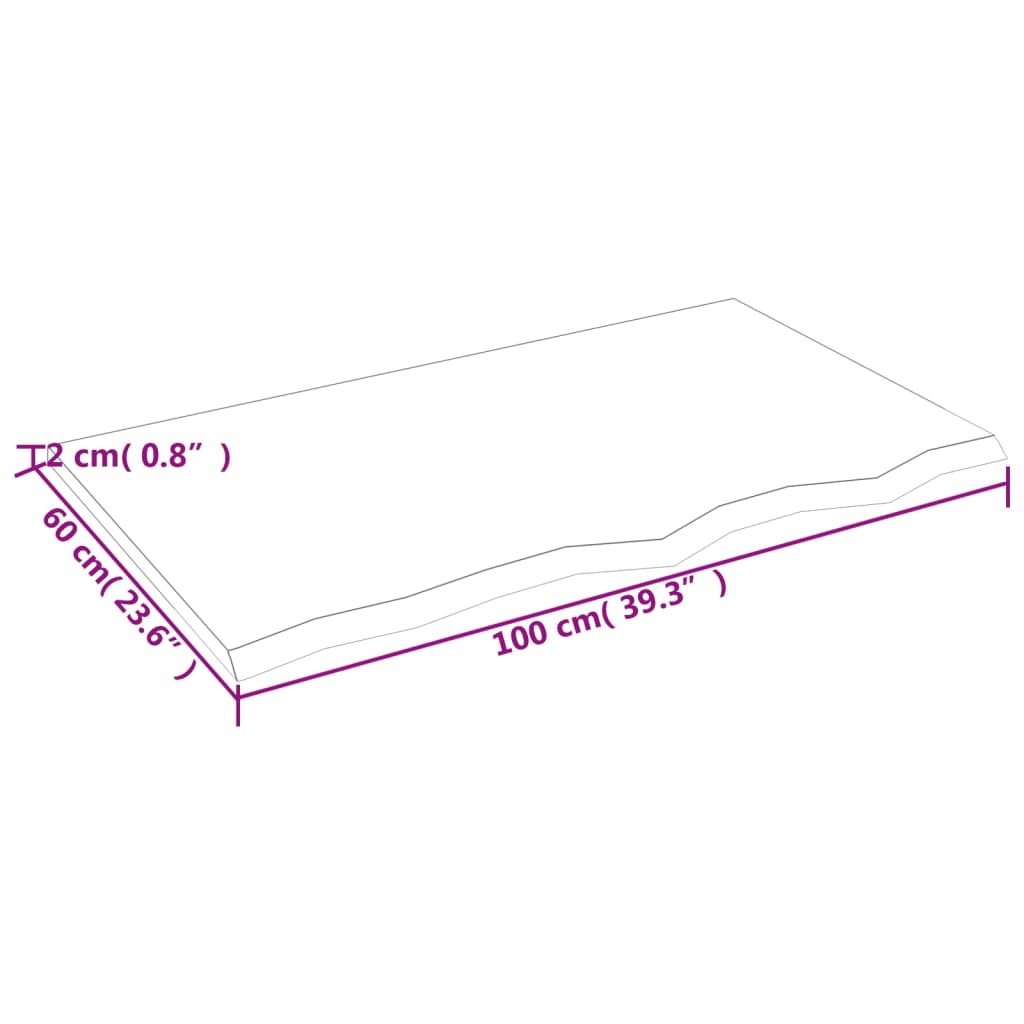 vidaXL Dessus de table 100x60x2 cm bois de chêne massif non traité