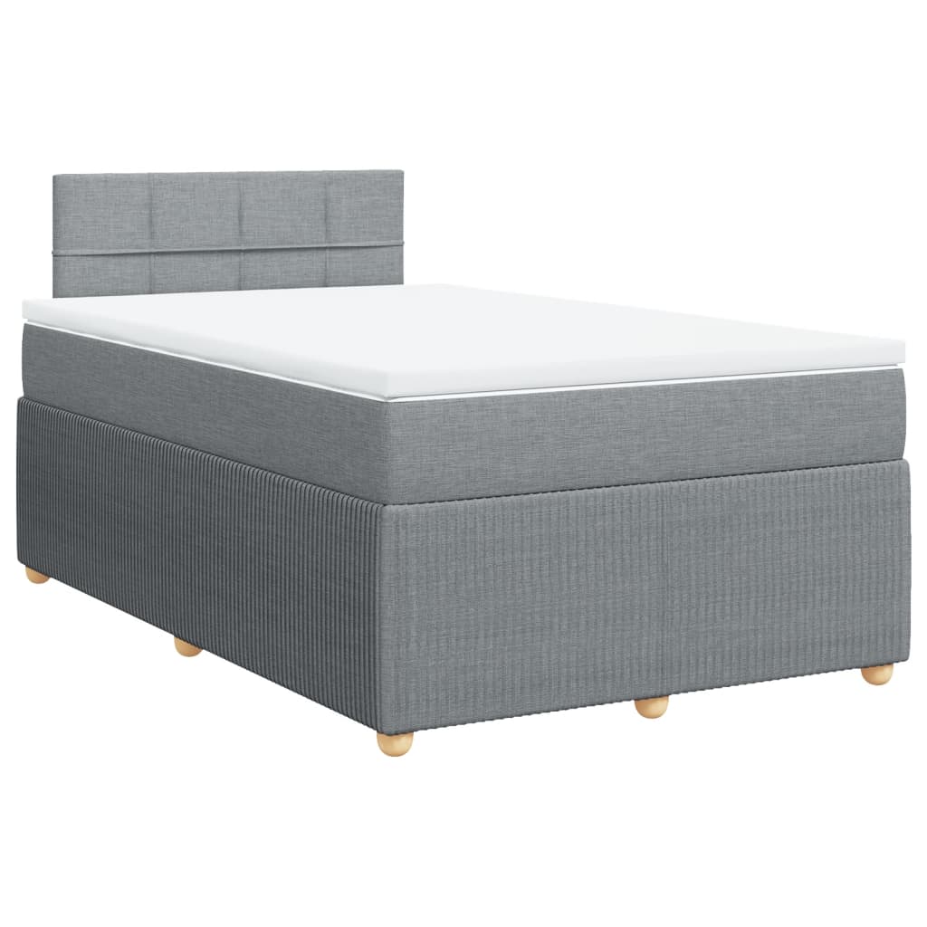 vidaXL Sommier à lattes de lit et matelas gris clair 120x190 cm tissu