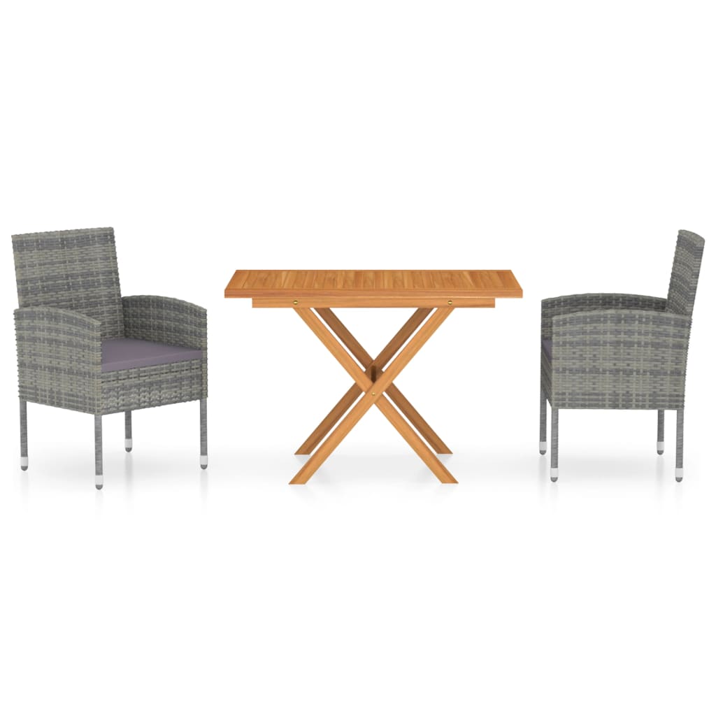 vidaXL Ensemble à dîner de jardin 3 pcs Résine tressée et acacia