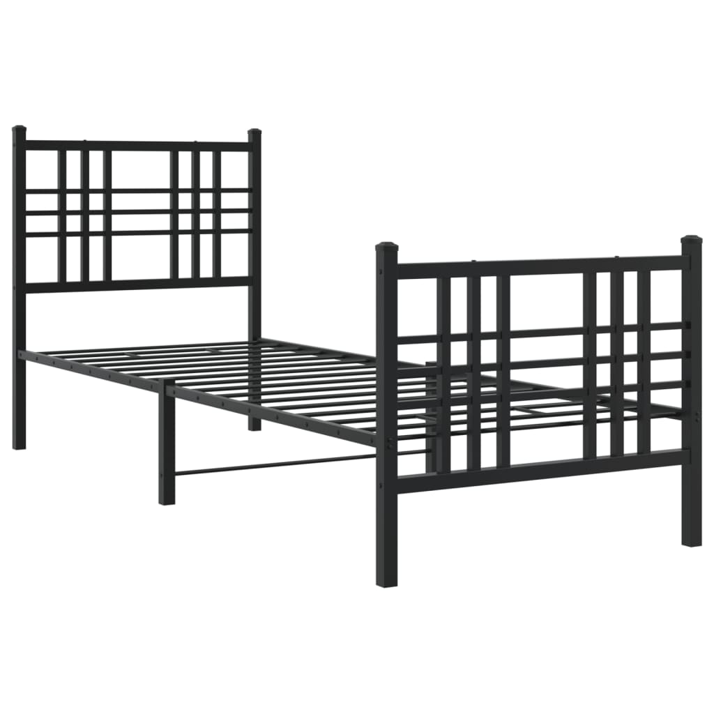 vidaXL Cadre de lit métal sans matelas avec pied de lit noir 75x190 cm