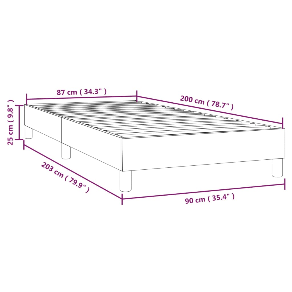 vidaXL Cadre de lit Gris 90x200 cm Similicuir