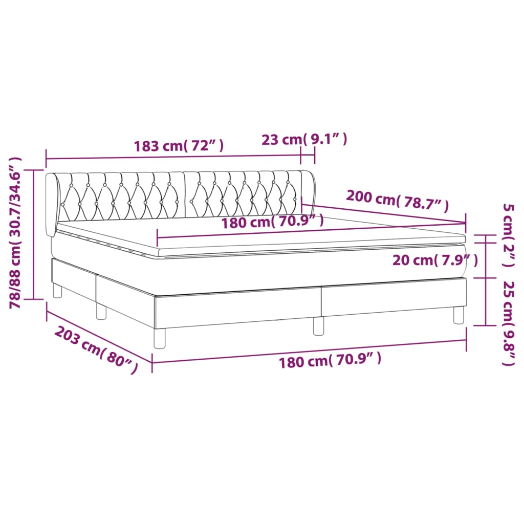 vidaXL Sommier à lattes de lit avec matelas Marron foncé 180x200 cm