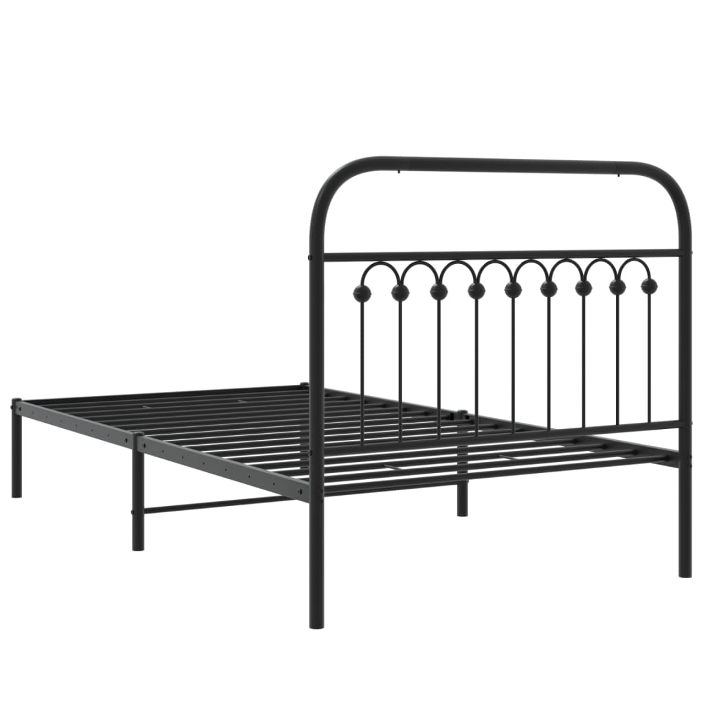 vidaXL Cadre de lit métal sans matelas avec tête de lit noir 100x200cm