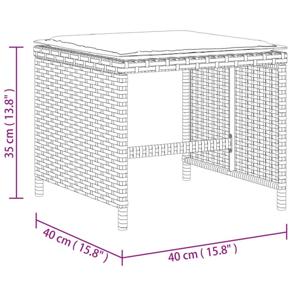 vidaXL Tabourets de jardin avec coussins lot de 4 gris résine tressée