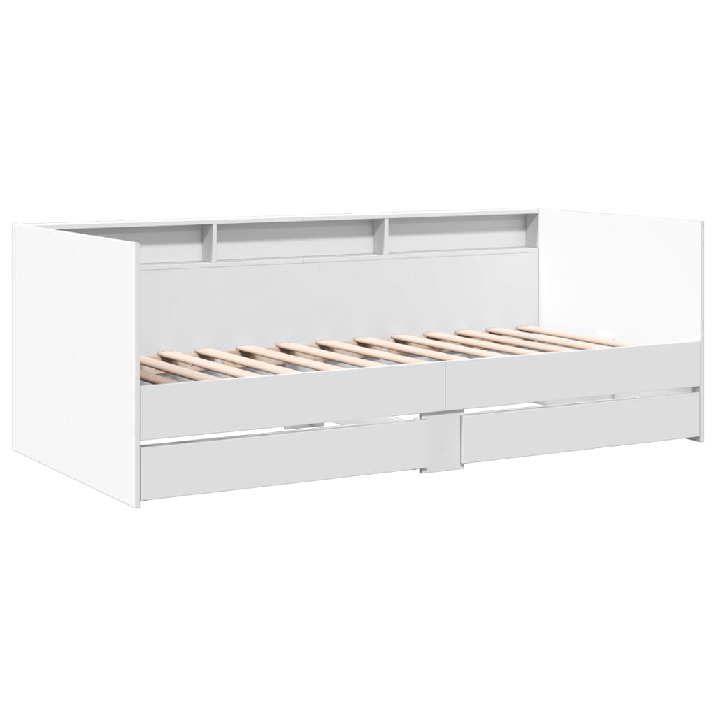 vidaXL Lit de jour avec tiroirs blanc 75x190 cm bois d'ingénierie