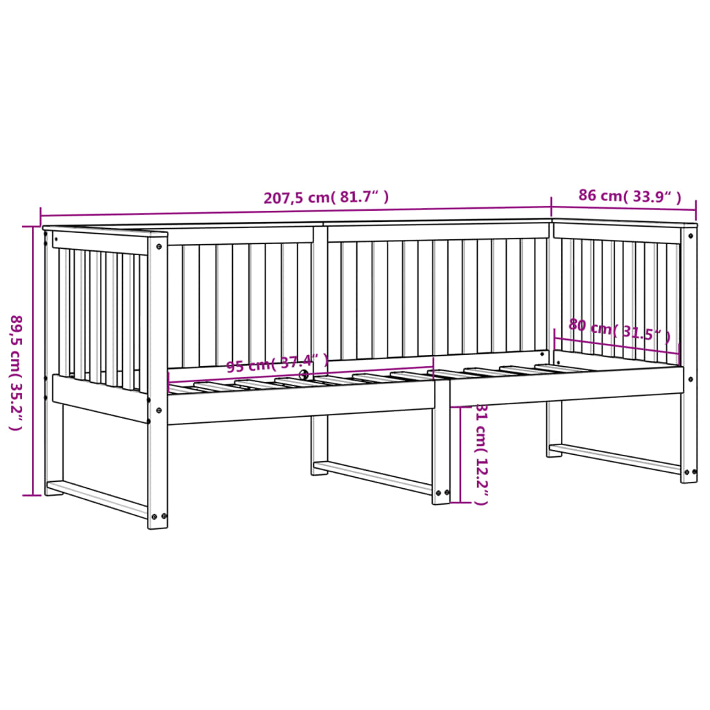 vidaXL Lit de jour sans matelas blanc 80x200 cm bois de pin massif