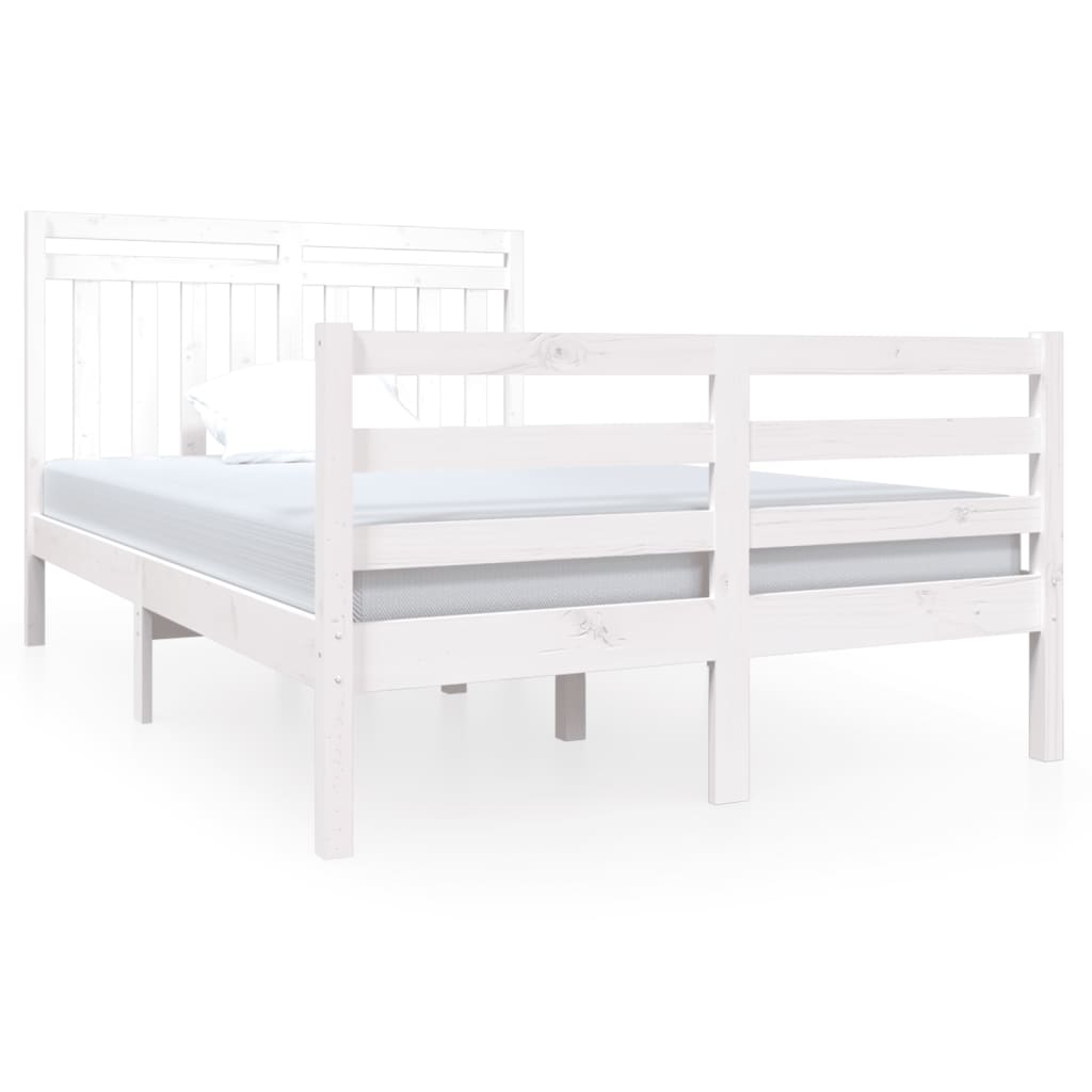 vidaXL Cadre de lit sans matelas blanc bois massif