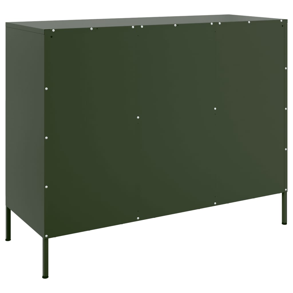 vidaXL Buffet vert olive 100,5x39x79 cm acier