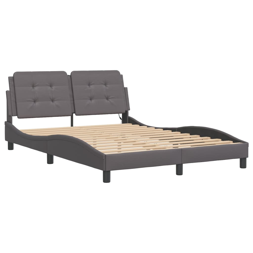 vidaXL Cadre de lit avec LED sans matelas gris 120x200 cm