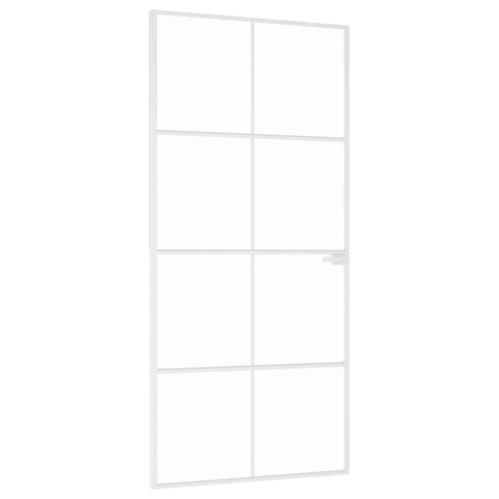 vidaXL Porte d'intérieur Blanc 93x201,5 cm Trempé verre aluminium fin