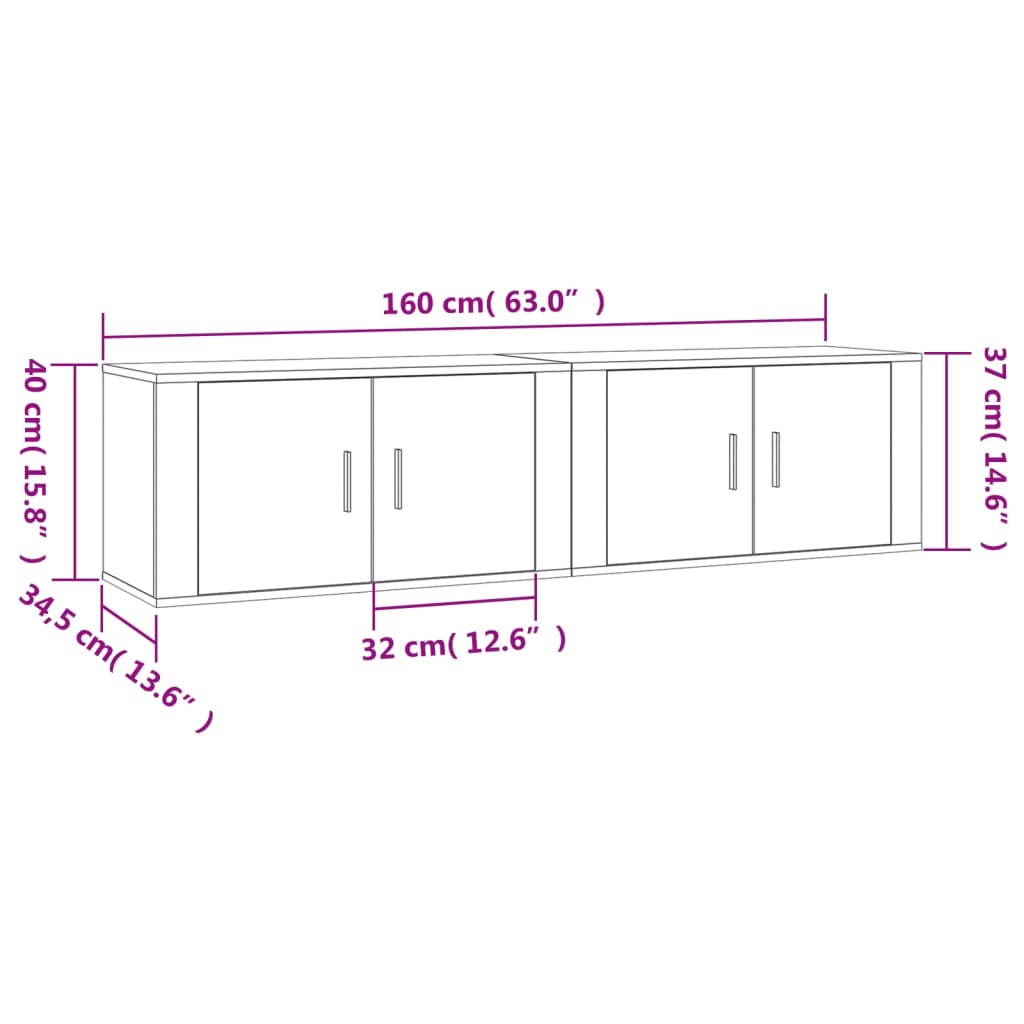 vidaXL Meubles TV muraux 2 pcs chêne fumé 80x34,5x40 cm