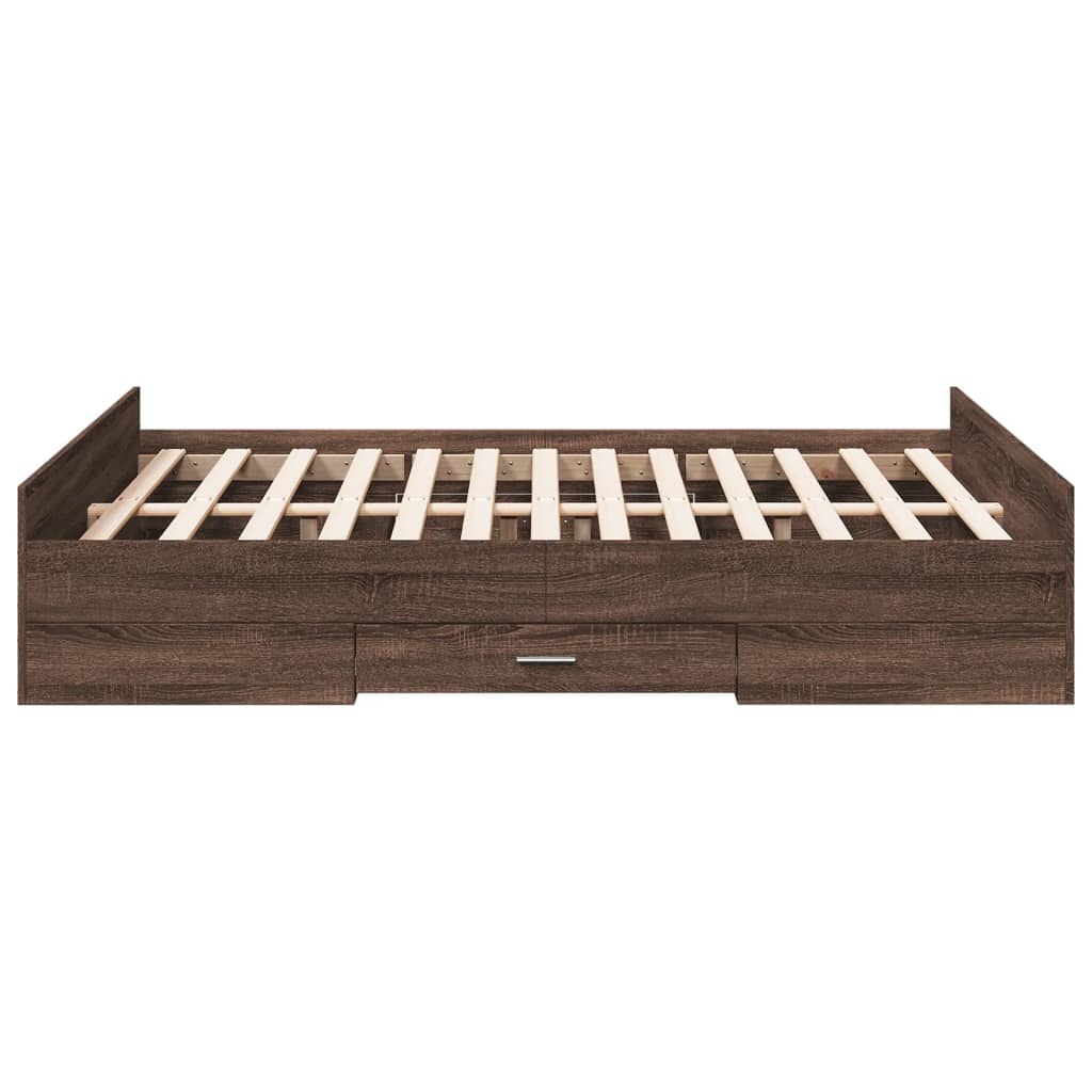 vidaXL Cadre de lit avec tiroirs sans matelas chêne marron 120x190 cm