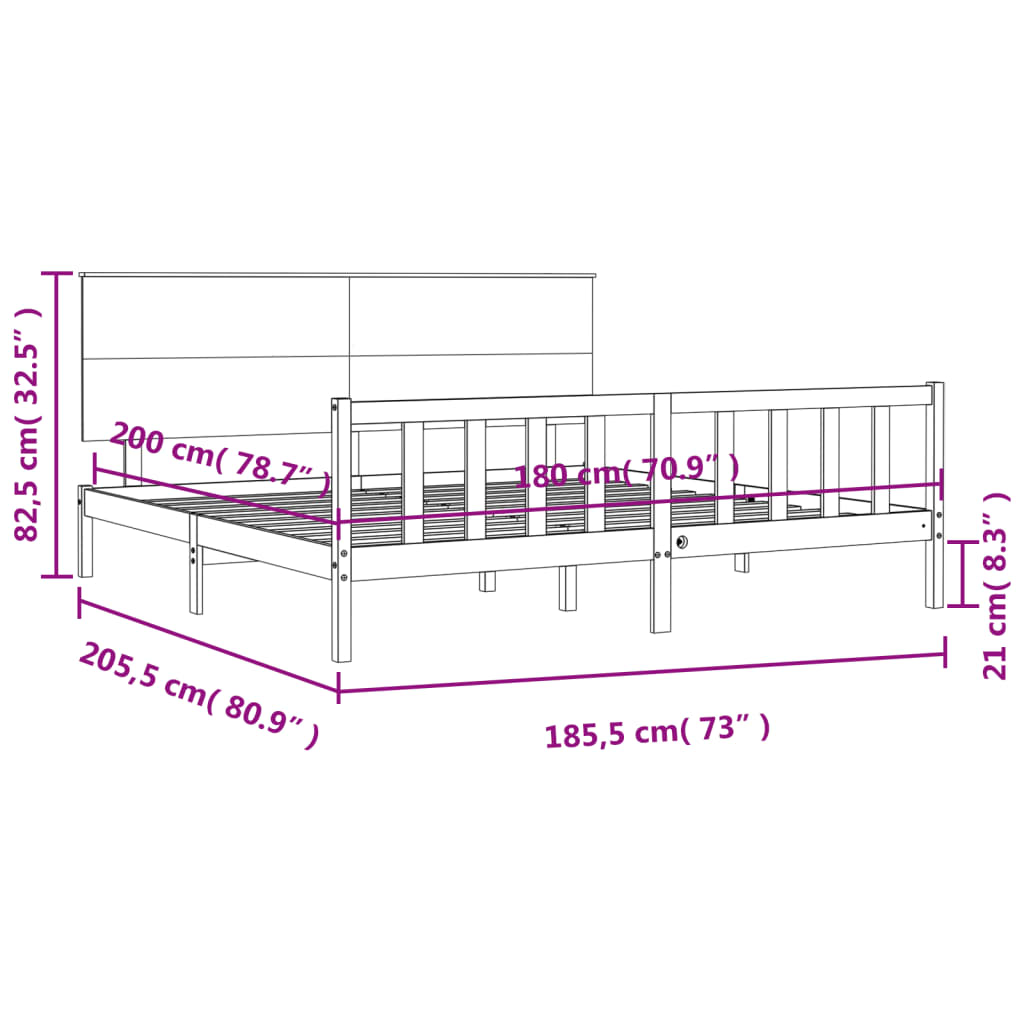 vidaXL Cadre de lit sans matelas blanc bois massif de pin