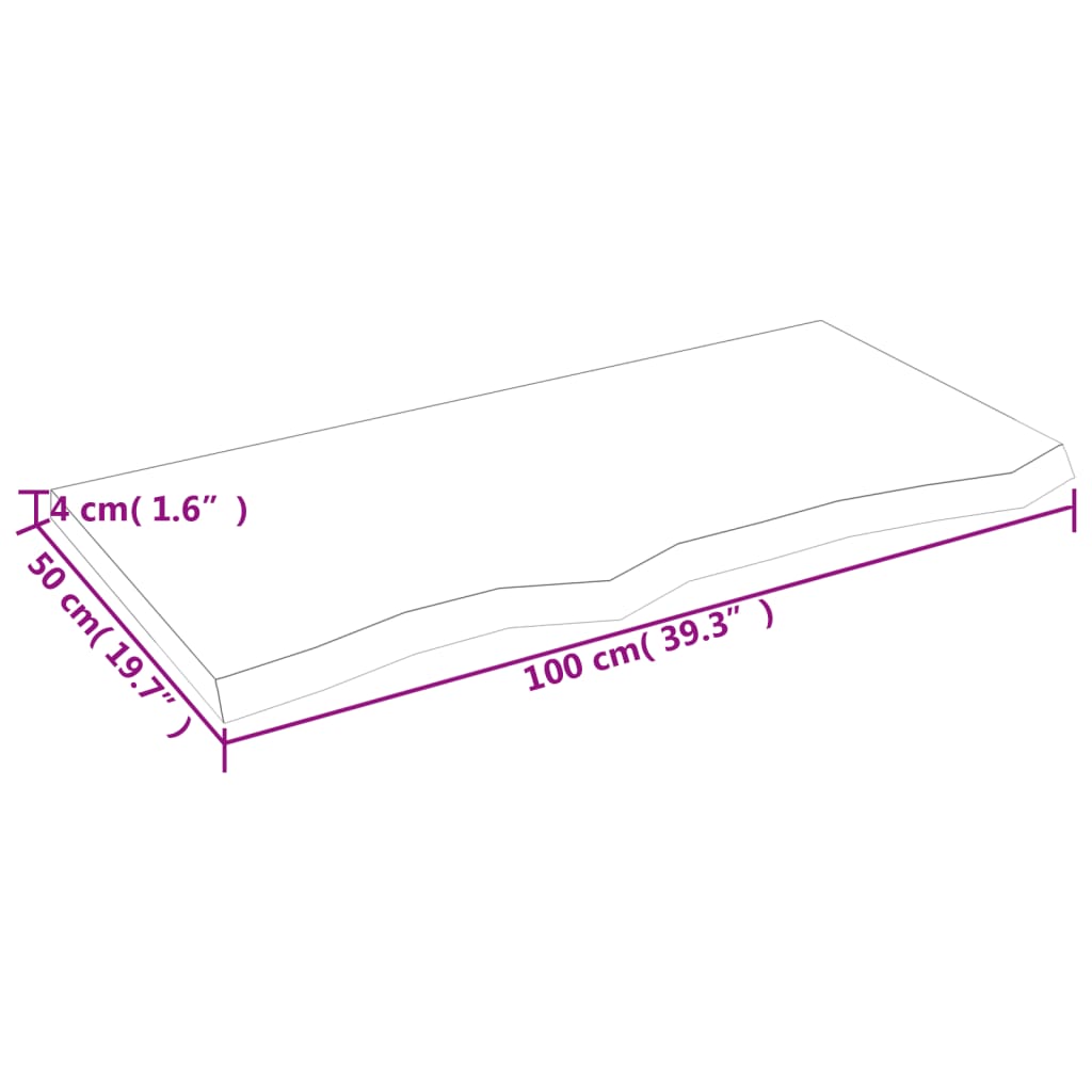 vidaXL Comptoir de salle de bain 100x50x(2-4)cm bois massif non traité