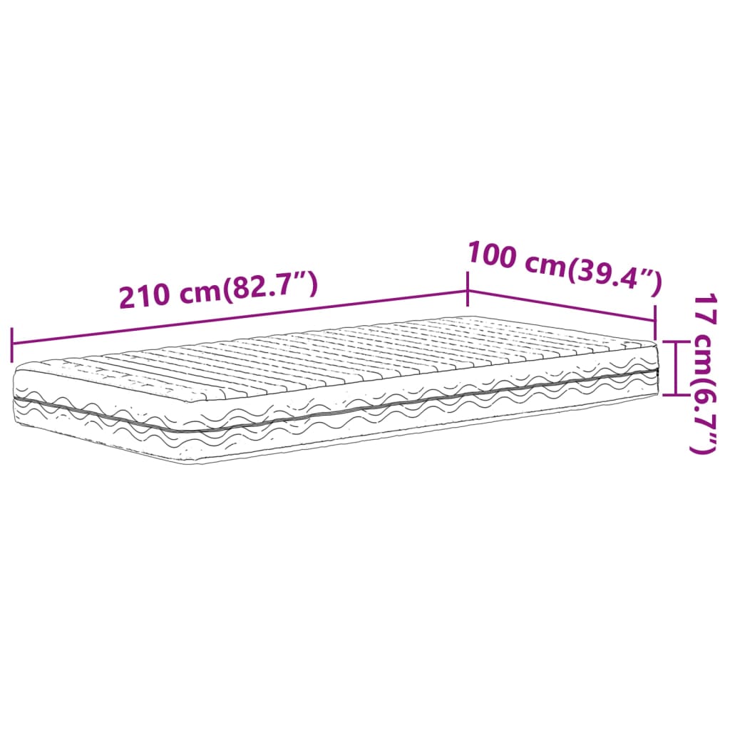 vidaXL Matelas en mousse blanc 100x210 cm dureté H2 H3