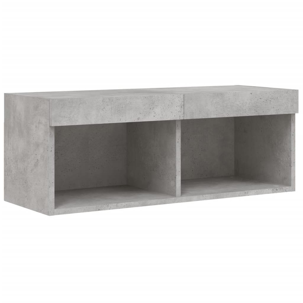 vidaXL Meuble TV avec lumières LED gris béton 80x30x30 cm