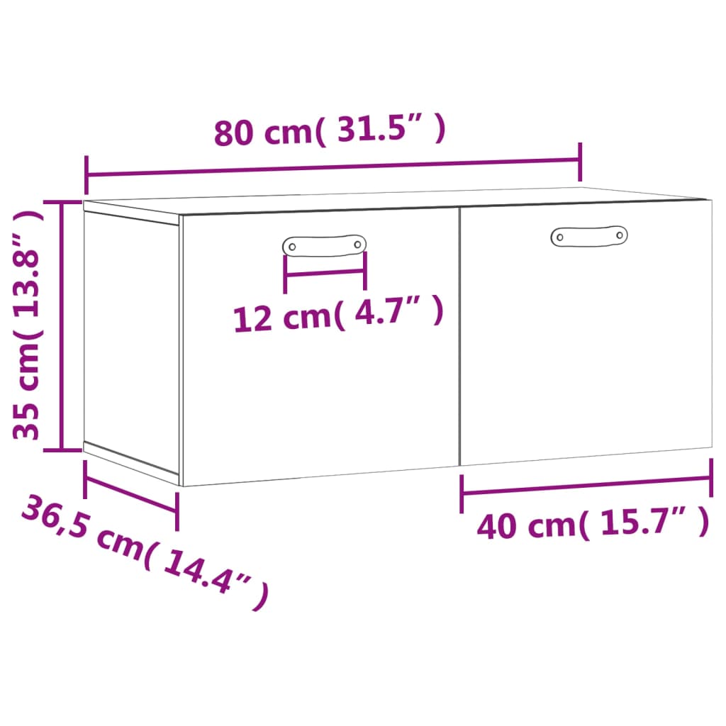 vidaXL Armoire murale gris béton 80x36,5x35 cm bois d'ingénierie