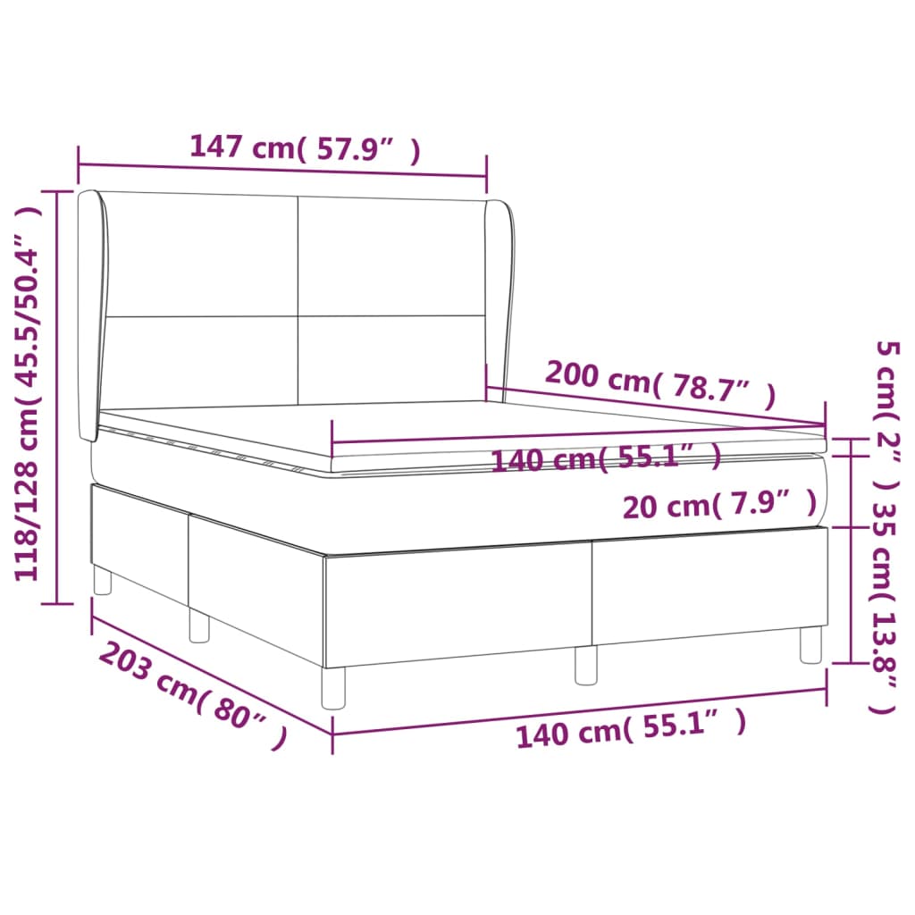 vidaXL Sommier à lattes de lit avec matelas Noir 140x200 cm Similicuir