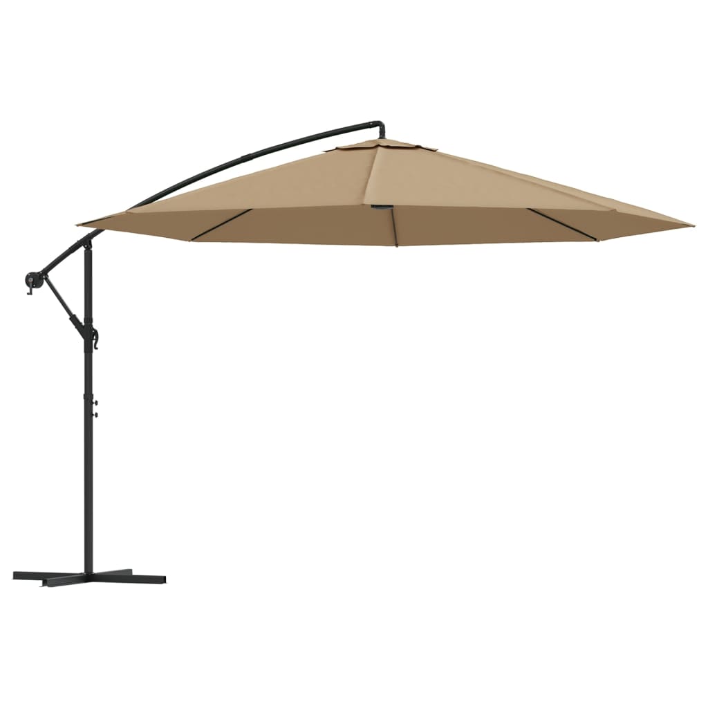 vidaXL Parasol de jardin en porte-à-faux et poteau en aluminium taupe