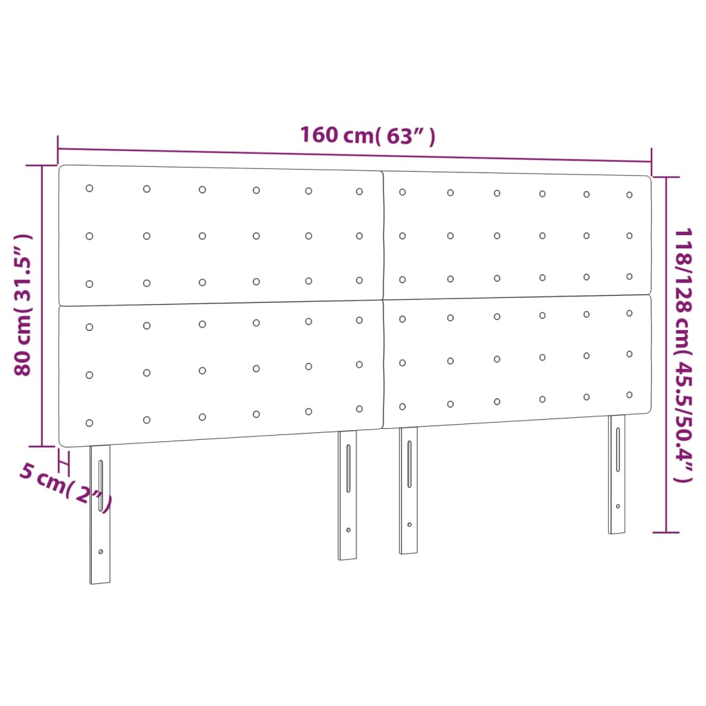 vidaXL Têtes de lit 4 pcs Gris clair 80x5x78/88 cm Tissu