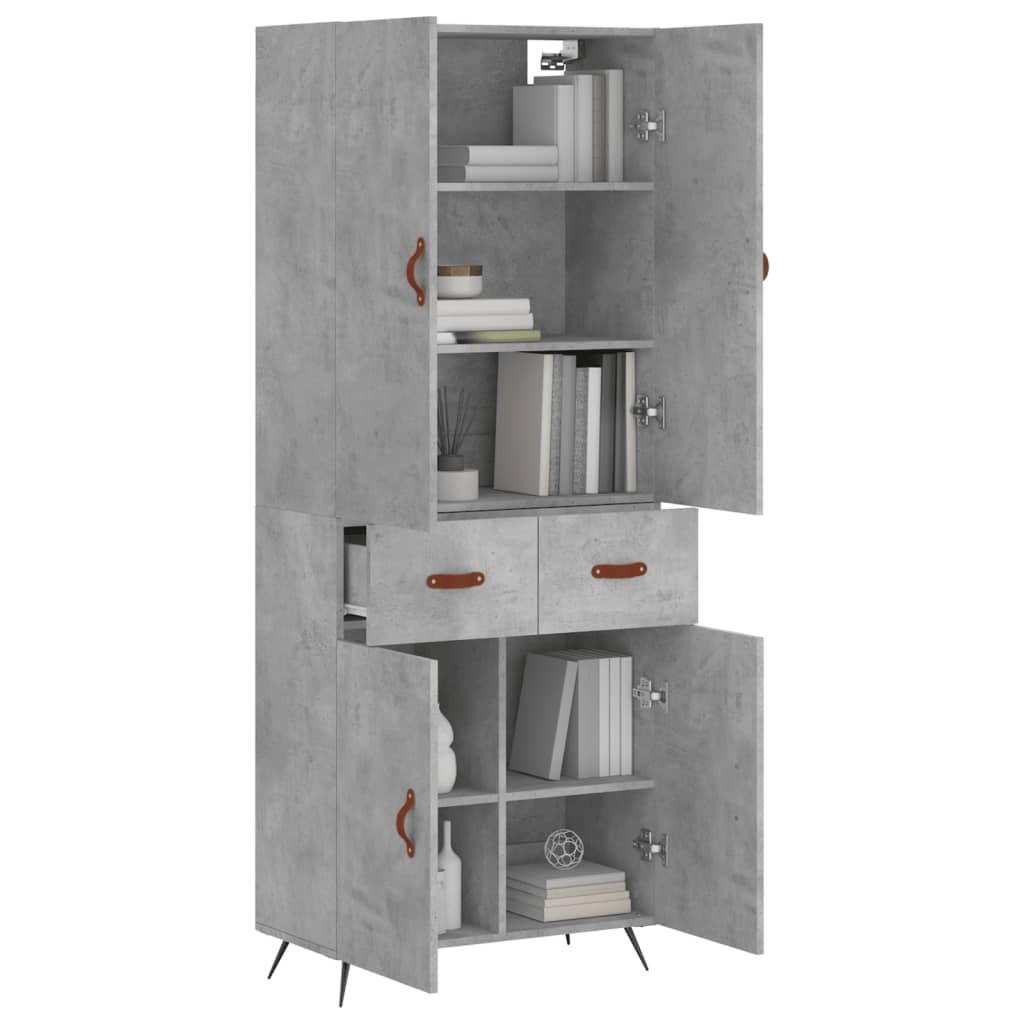 vidaXL Buffet haut Gris béton 69,5x34x180 cm Bois d'ingénierie