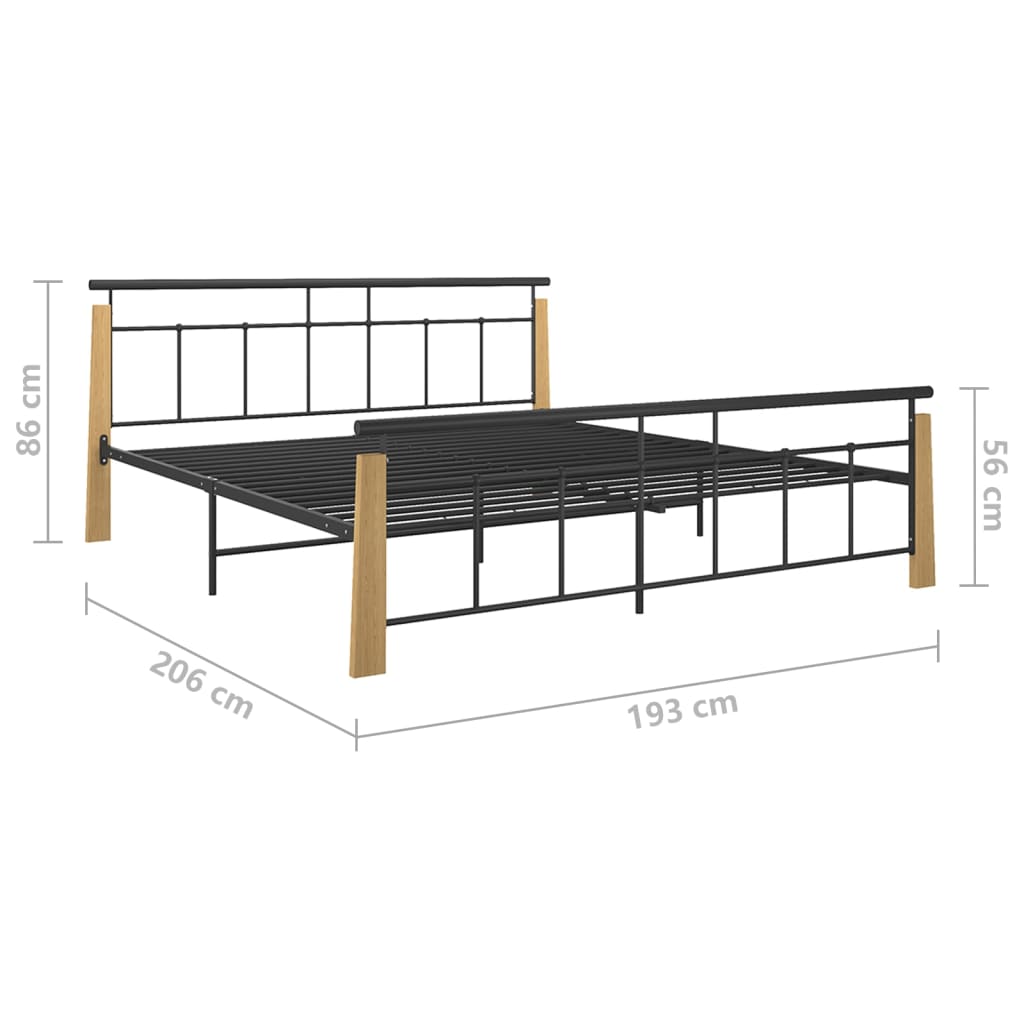 vidaXL Cadre de lit sans matelas métal bois de chêne massif 180x200 cm