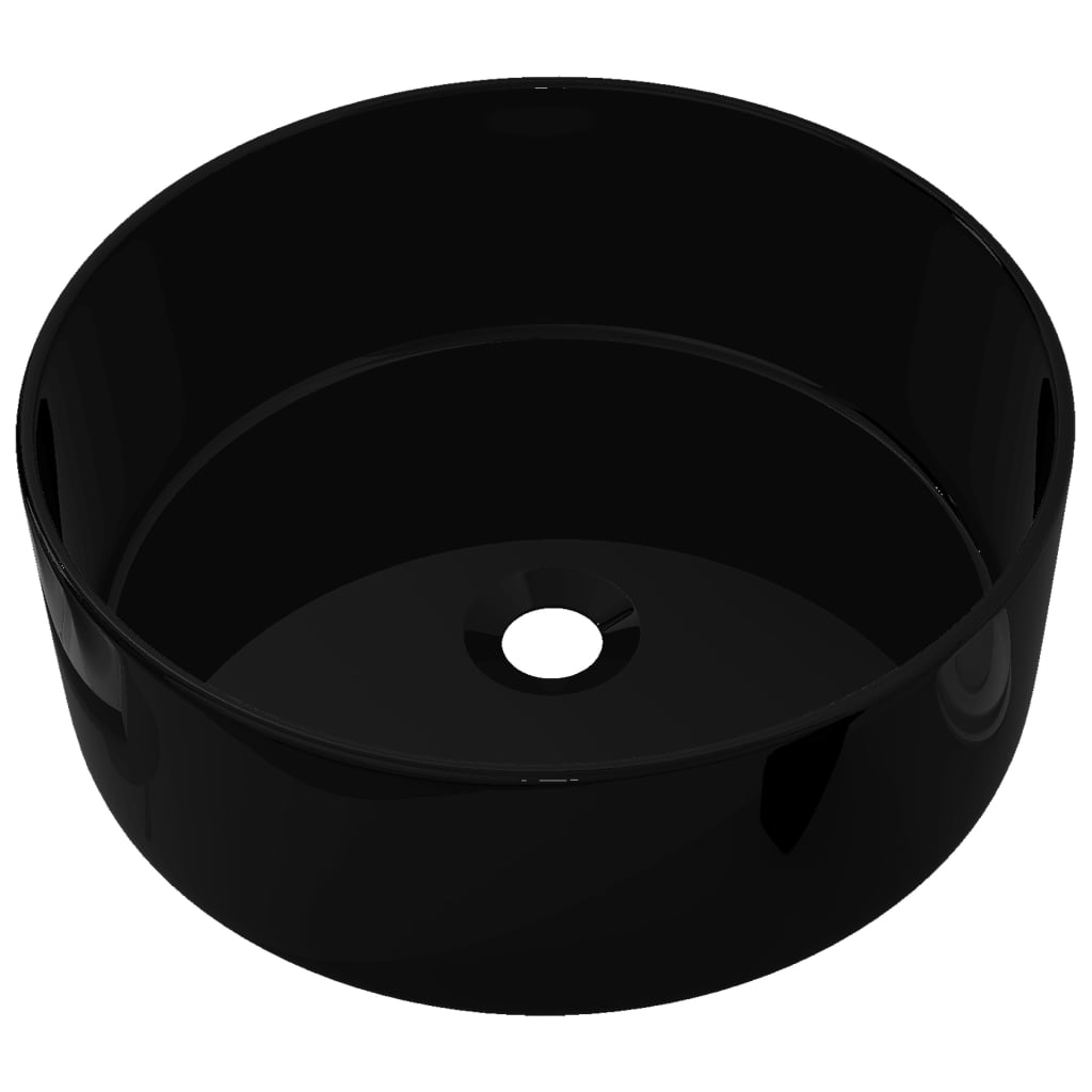 vidaXL Lavabo rond Céramique Noir 40 x 15 cm