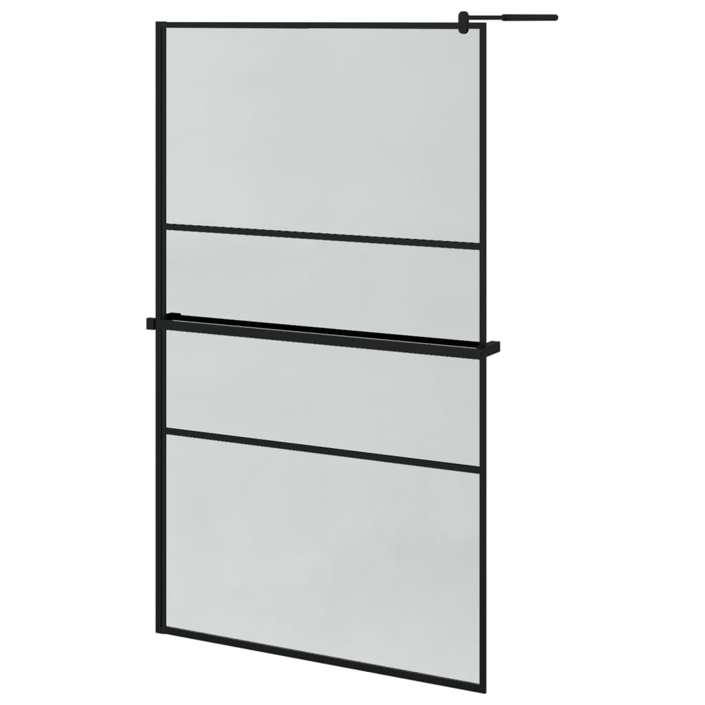 vidaXL Paroi de douche avec étagère Noir 115x195cm Verre ESG&Aluminium