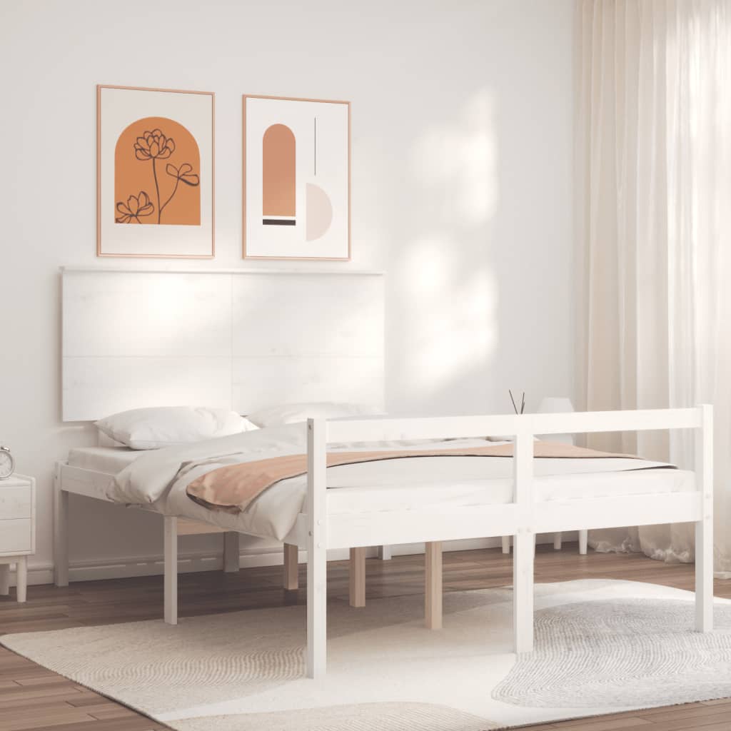 vidaXL Lit pour personne âgée sans matelas blanc bois massif