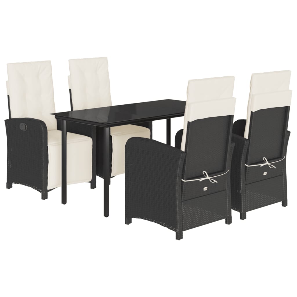 vidaXL Ensemble à manger de jardin coussins 5pcs Noir Résine tressée