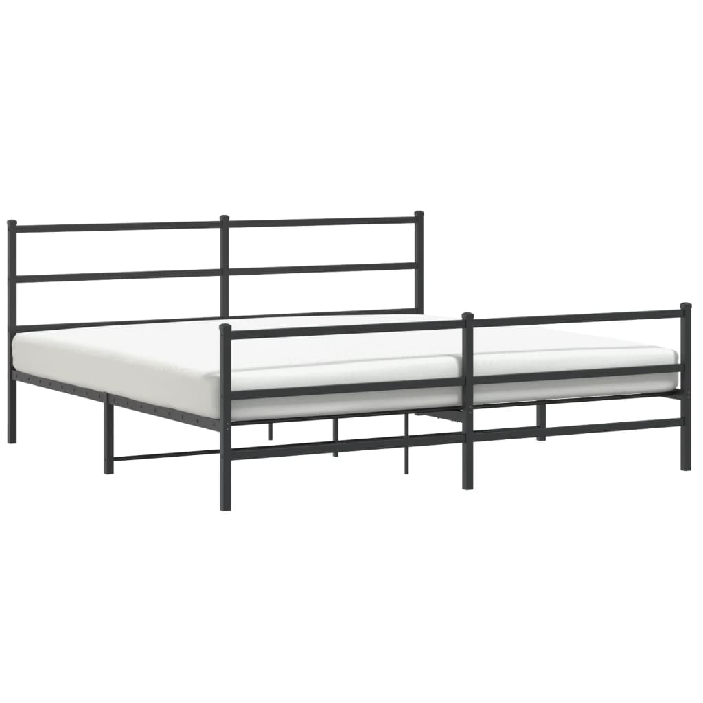 vidaXL Cadre de lit métal sans matelas avec pied de lit noir 200x200cm