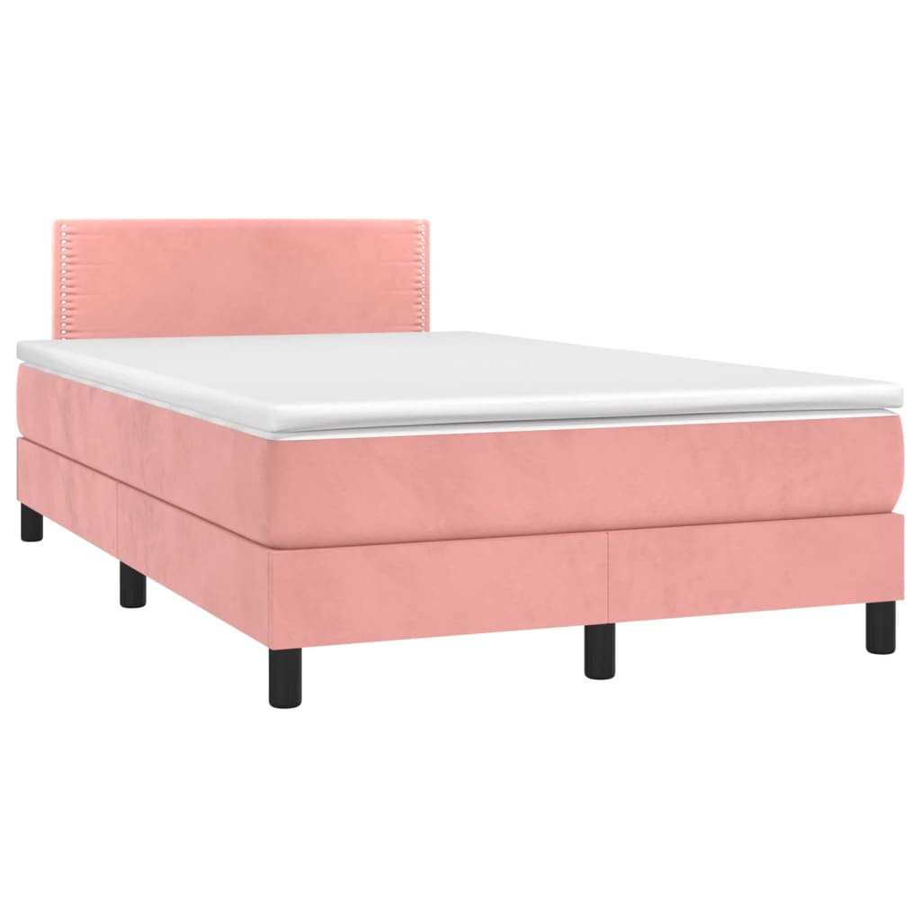 vidaXL Sommier à lattes de lit avec matelas LED Rose 120x200cm Velours