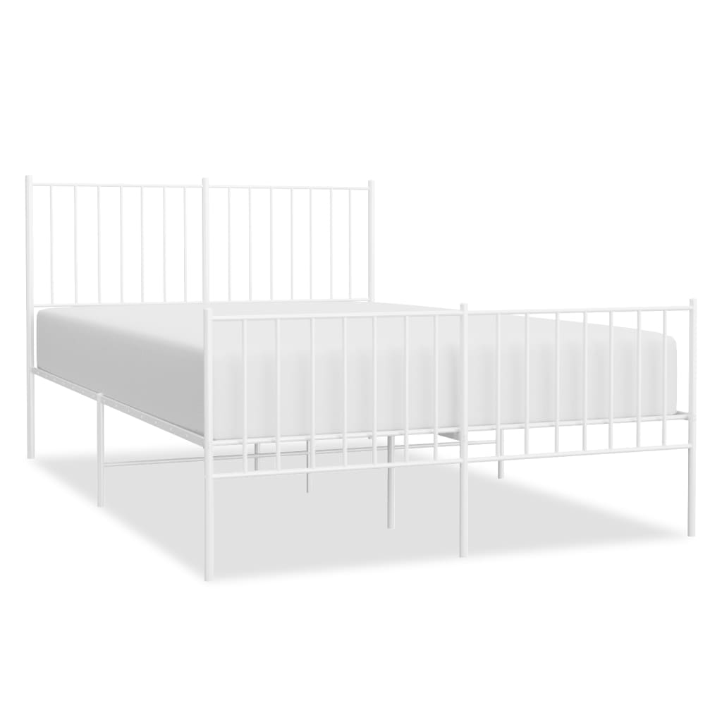 vidaXL Cadre de lit métal sans matelas et pied de lit blanc 120x190 cm