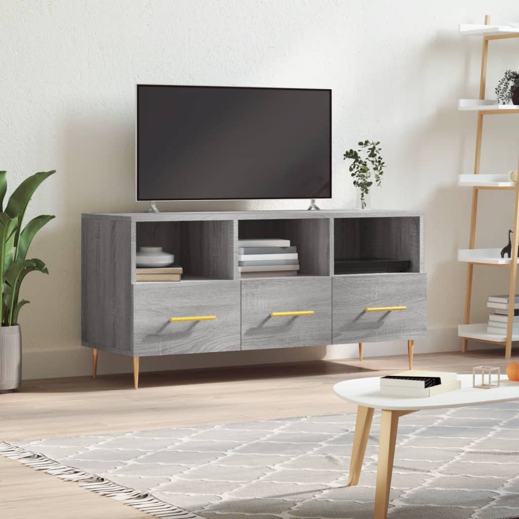 vidaXL Meuble TV sonoma gris 102x36x50 cm bois d'ingénierie