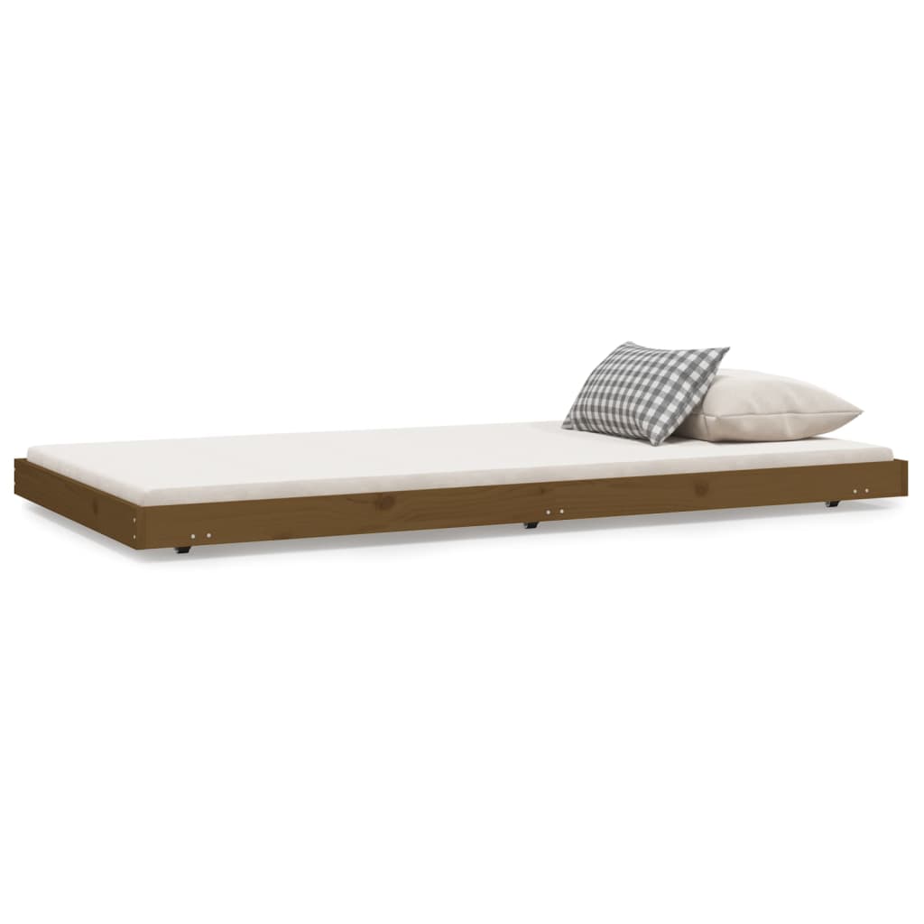 vidaXL Cadre de lit sans matelas marron miel 100x200cm bois pin massif