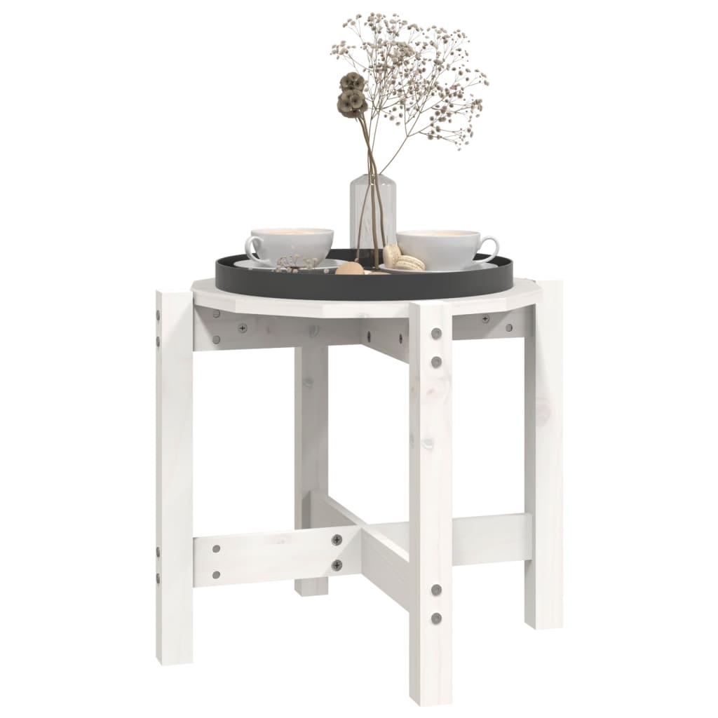 vidaXL Table basse Blanc Ø 52,5x45 cm Bois massif de pin