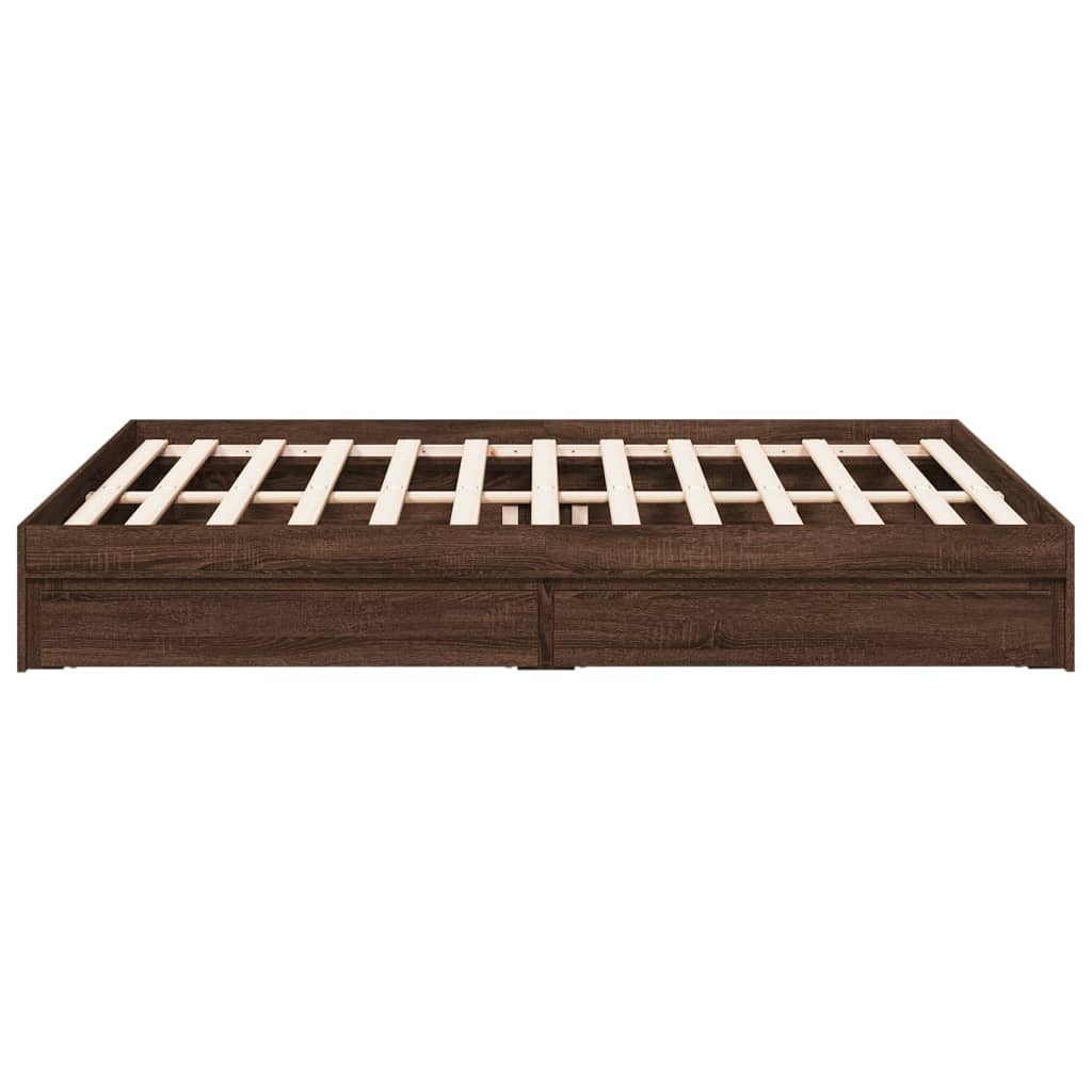 vidaXL Cadre de lit et tiroirs chêne marron 150x200 cm bois ingénierie