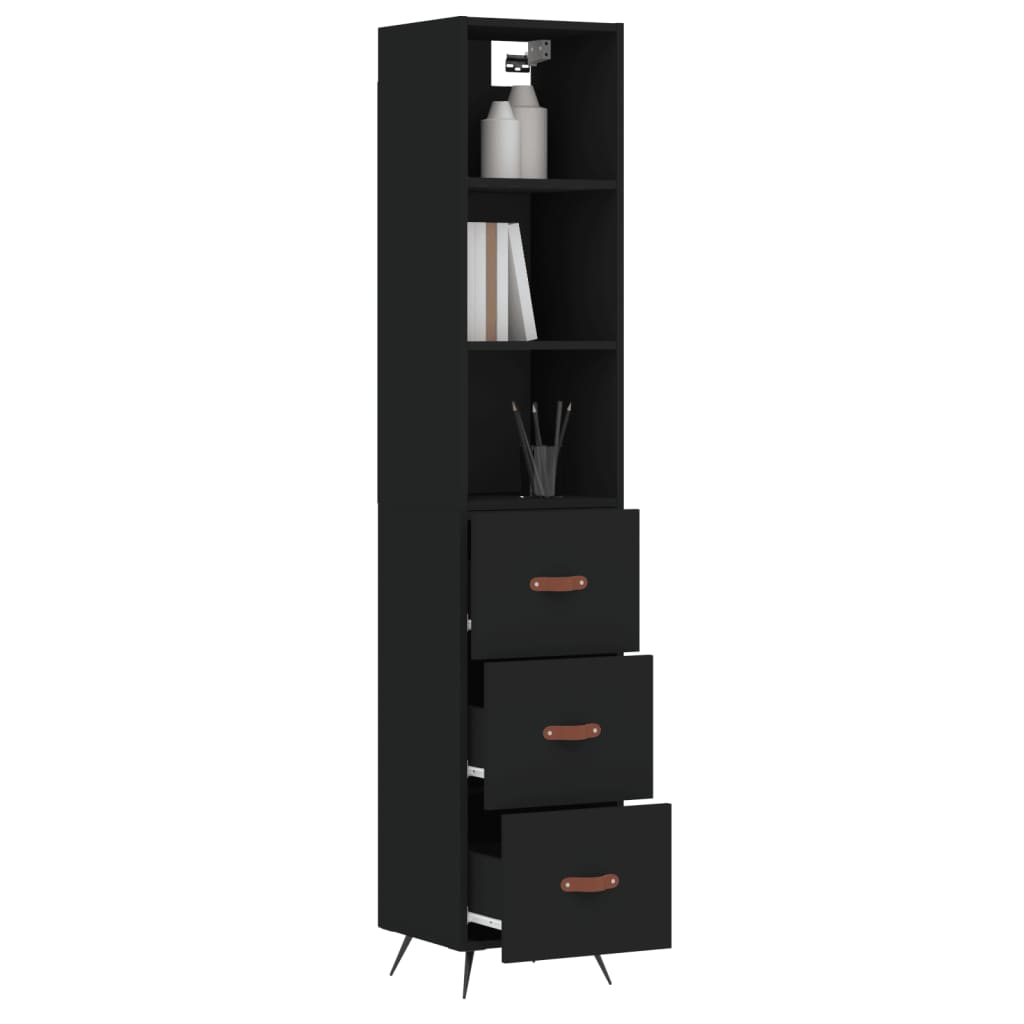 vidaXL Buffet haut Noir 34,5x34x180 cm Bois d'ingénierie