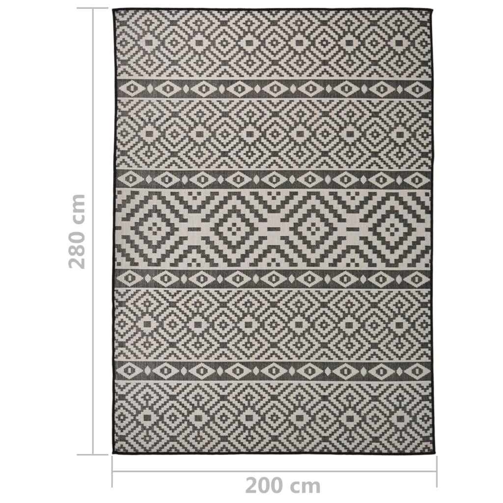 vidaXL Tapis à tissage plat d'extérieur 200x280 cm Rayures noires