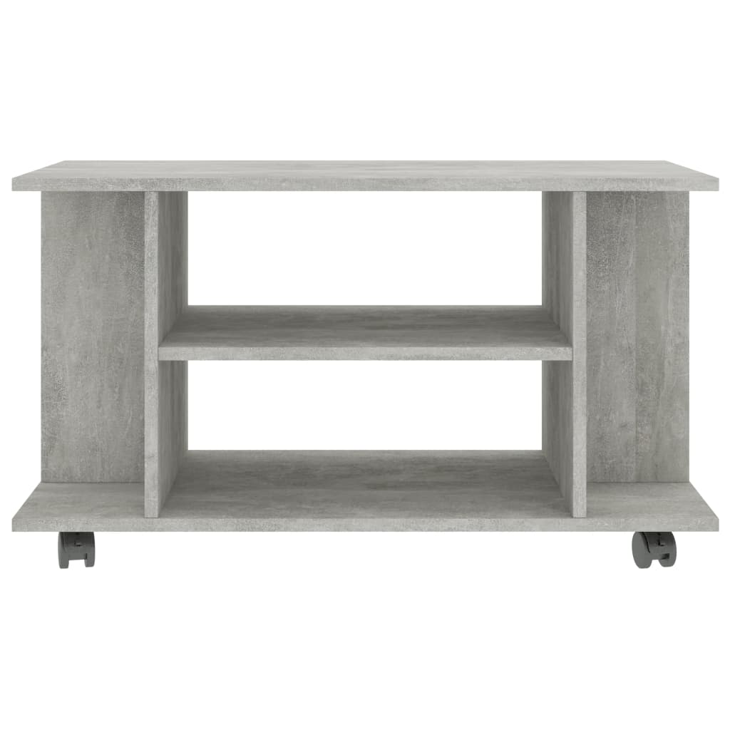 vidaXL Meuble TV et roulettes gris béton 80x40x45 cm bois d'ingénierie