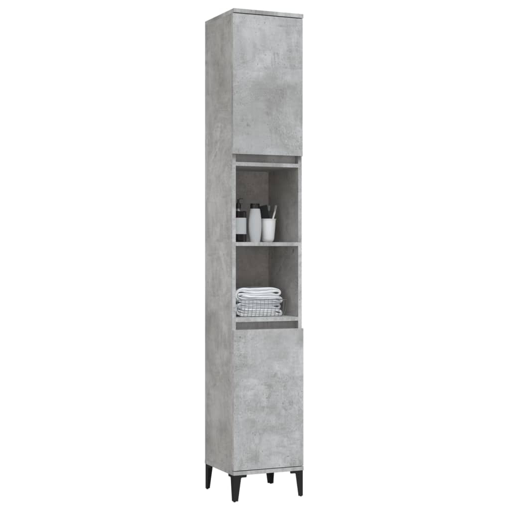 vidaXL Armoire de salle de bain gris béton 30x30x190 cm