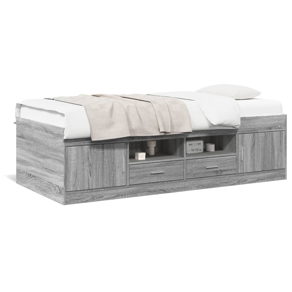 vidaXL Lit de jour avec tiroirs sans matelas sonoma gris 90x190 cm