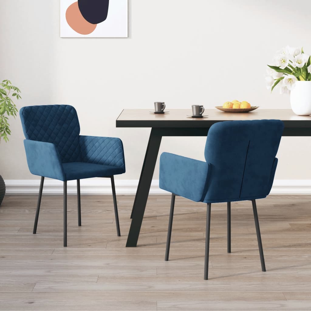 vidaXL Chaises à manger lot de 2 Bleu Velours