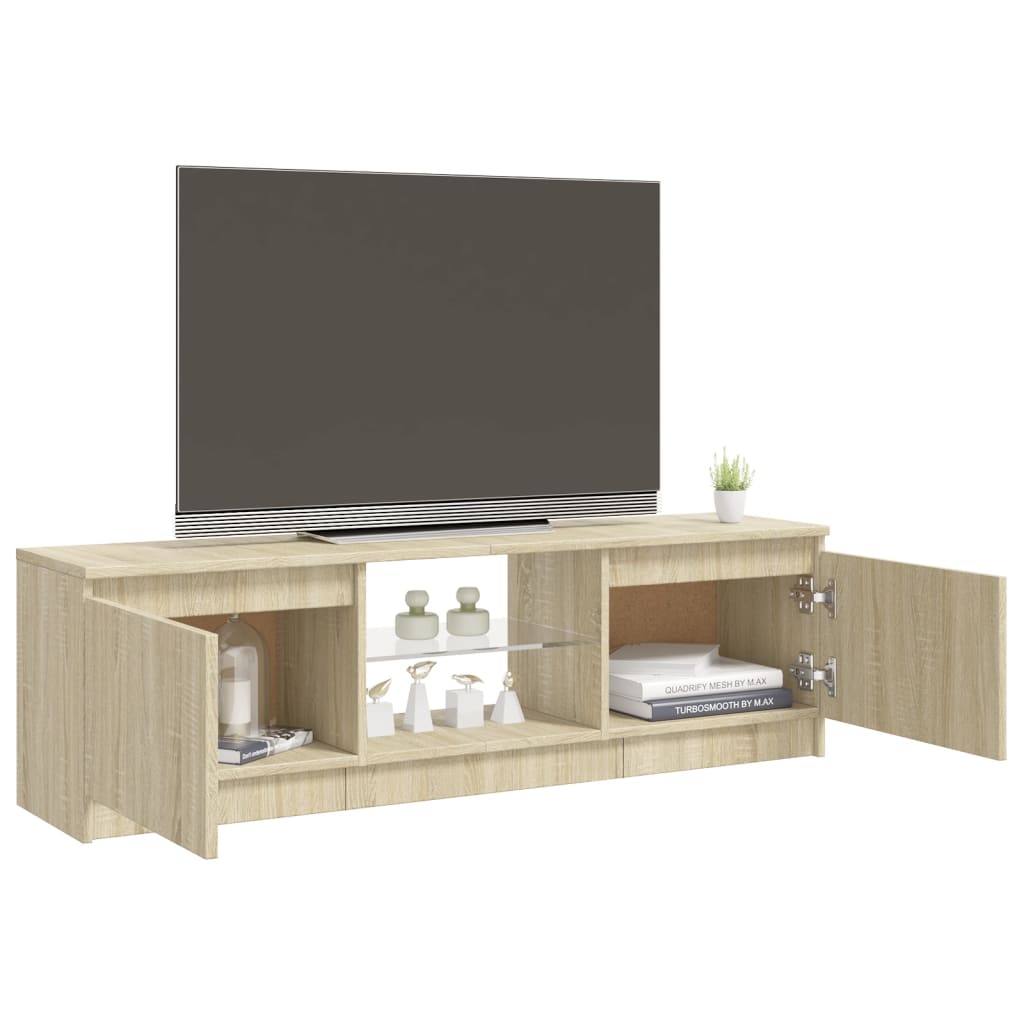 vidaXL Meuble TV avec lumières LED chêne sonoma 120x30x35,5 cm