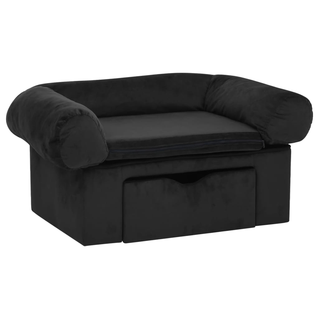 vidaXL Canapé pour chien avec tiroir Noir 75x50x38 cm Peluche