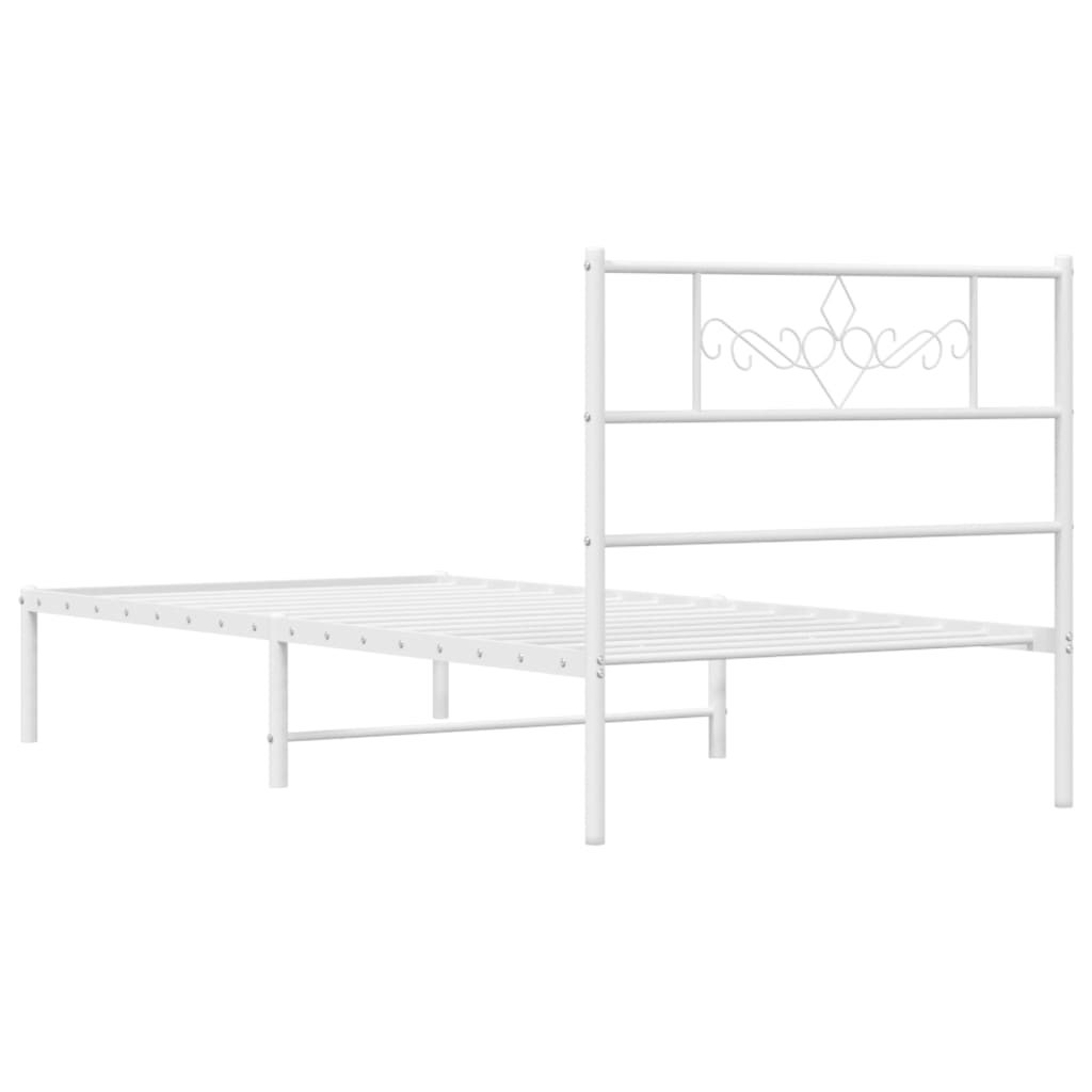 vidaXL Cadre de lit métal sans matelas et tête de lit blanc 100x190 cm