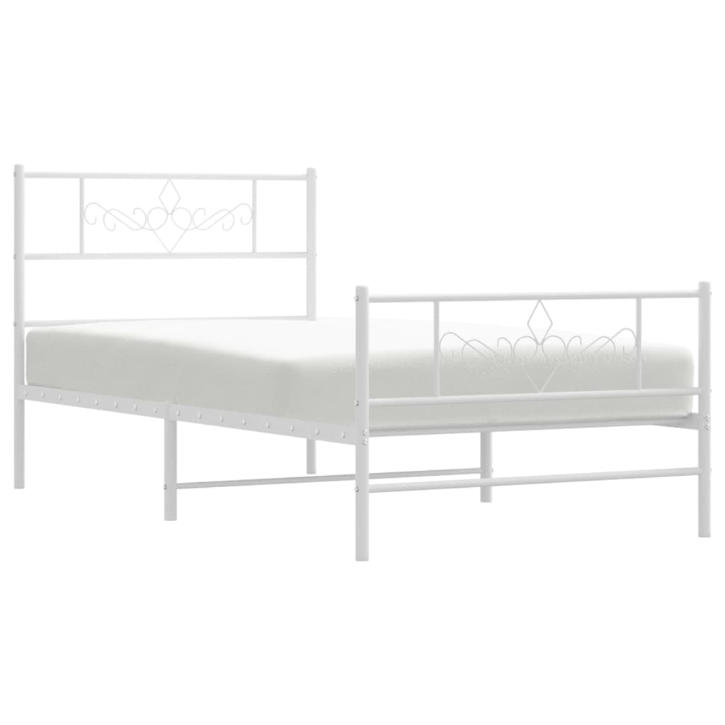 vidaXL Cadre de lit métal sans matelas avec pied de lit blanc 90x200cm