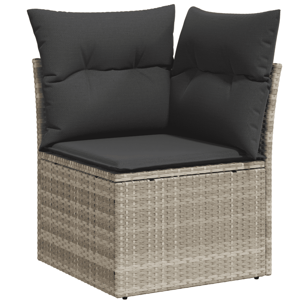 vidaXL Salon de jardin avec coussins 10 pcs gris clair résine tressée